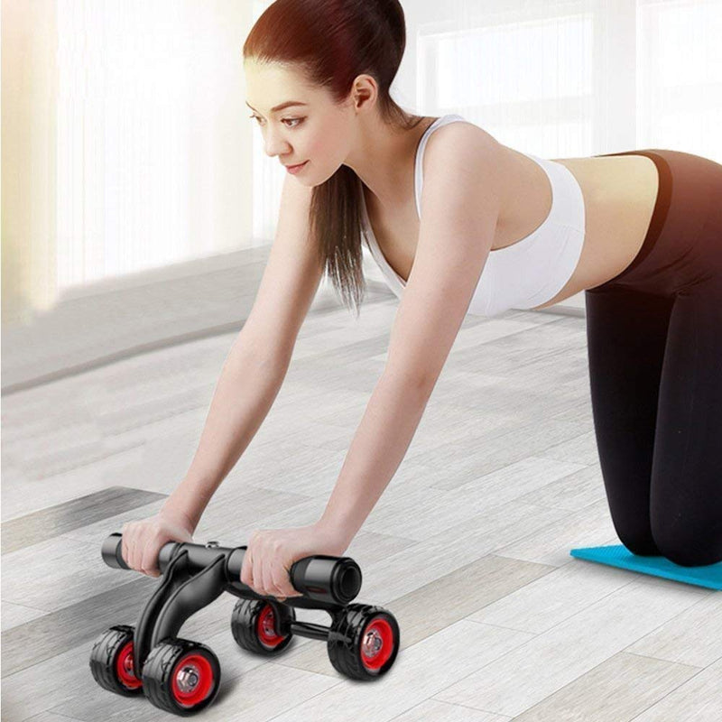 SONIQE Anti Skid Abdominal Ab 4 Roller Exercise Wheel with Knee Mat for Stomach Exercise Training and Exercise Fitness Gym Equipment Accessory Fitness for Man and Woman