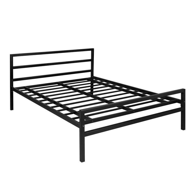 Nilkamal SLEEP Queen Size Striker Classic Metal Bed with Plus Memory Foam 6 Inch Orthopaedic Mattress, Comes with Soft Cover, Firmness Premium Mattress (Black & White, 78 x 60)