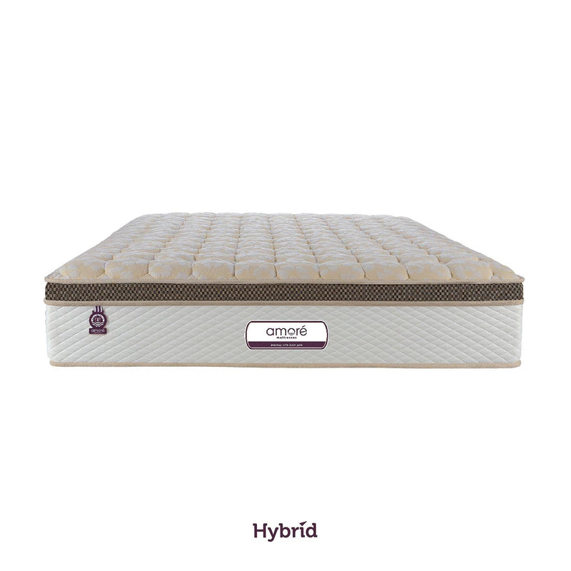 Amore Hybrid 8 Inch Eurotop Memory Foam,H R Foam & Pocket Spring Orthopedic King Size Mattress (78x72x8).