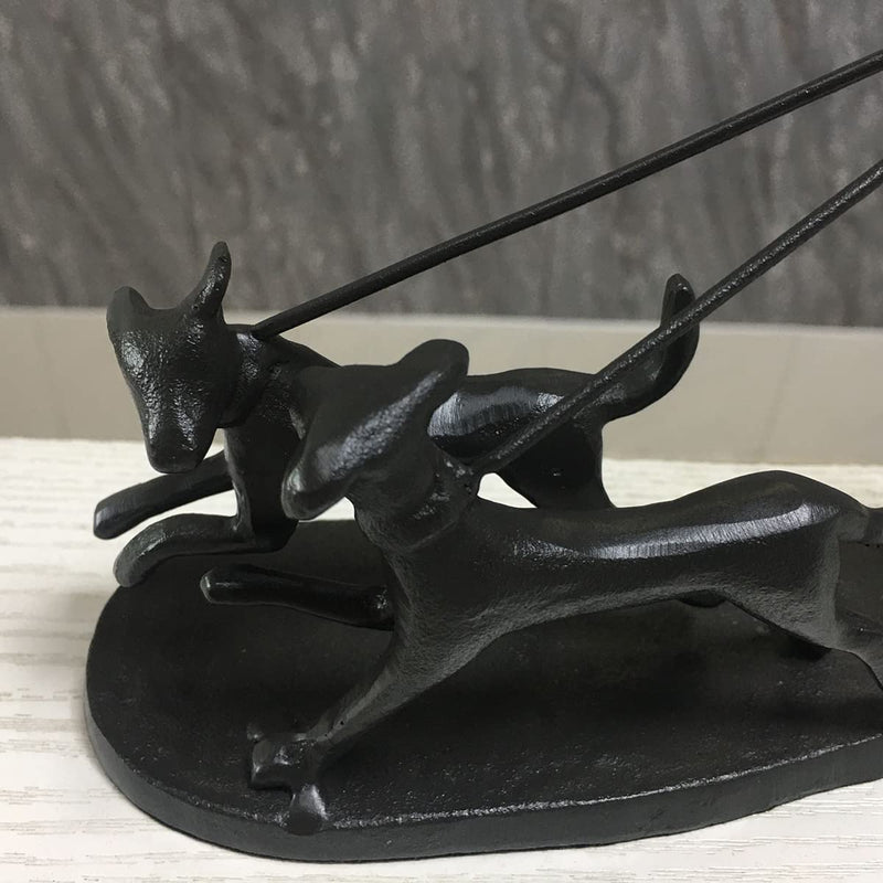 Artgenius Iron Dog Love Figurine,Cast Iron Dog Lover Art Sculpture,Girl with Dog Memorial Gifts