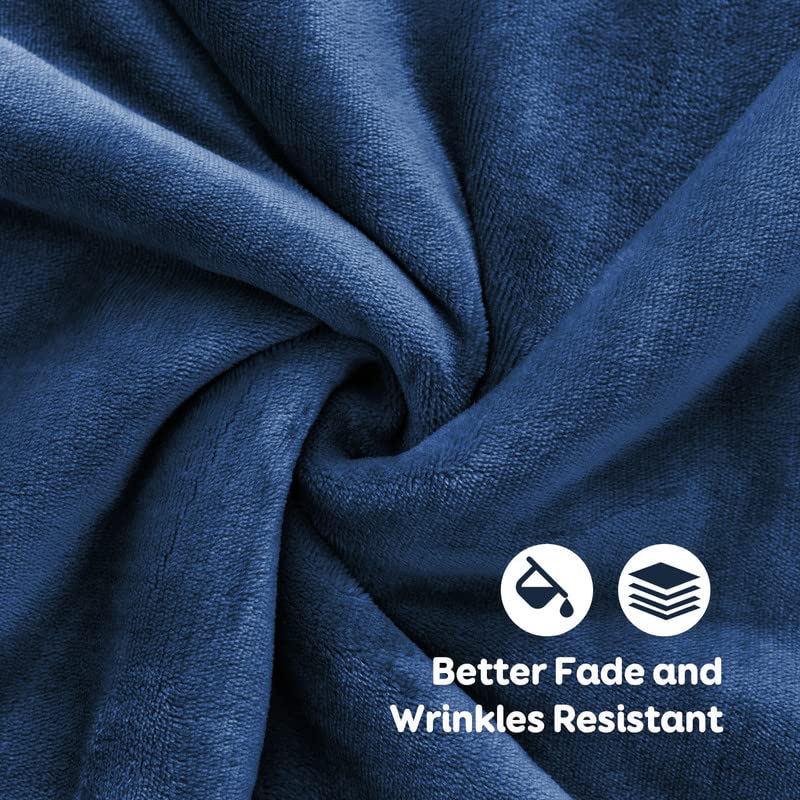 VAS COLLECTIONS - Polyester Micromink Summer AC Blanket Grey Sherpa Super Soft Flannel Solid/Plain AC Dohar/Comforter,Size 220 x 230 Cms (Double) (Approx 7.6 x 7 ft) (Blue & Grey)