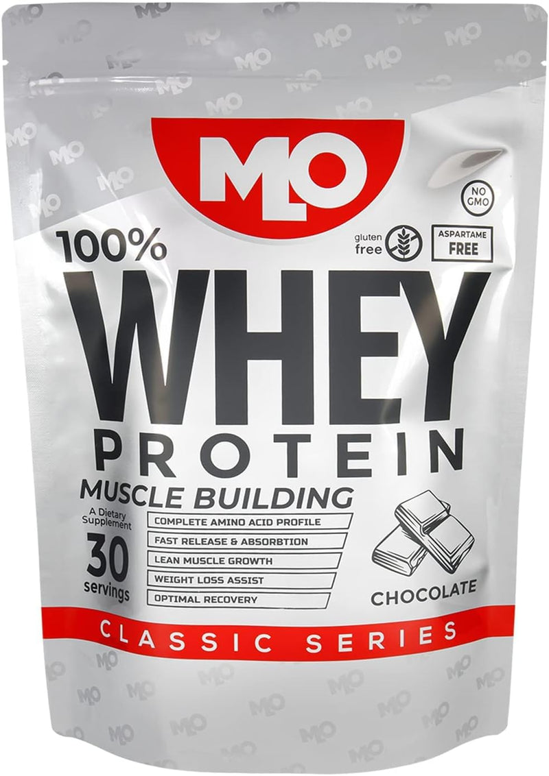 MLO Classic 100% Whey Protein Concentrate (907g, 30 Servings) Chocolate | Superior Formulation Made In Europe | Rapid Absorption | Enhanced Muscle Growth & Recovery