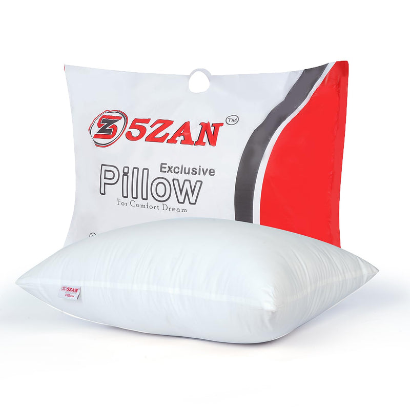 5ZAN Exclusive Premium Sleeping Pillow | Recron Fiber Fabric Pillow | Breathable & Non Allergic Pillow | Durable, Comfortable, and Machine Washable (White 17x27 Inch) (Set of 1)