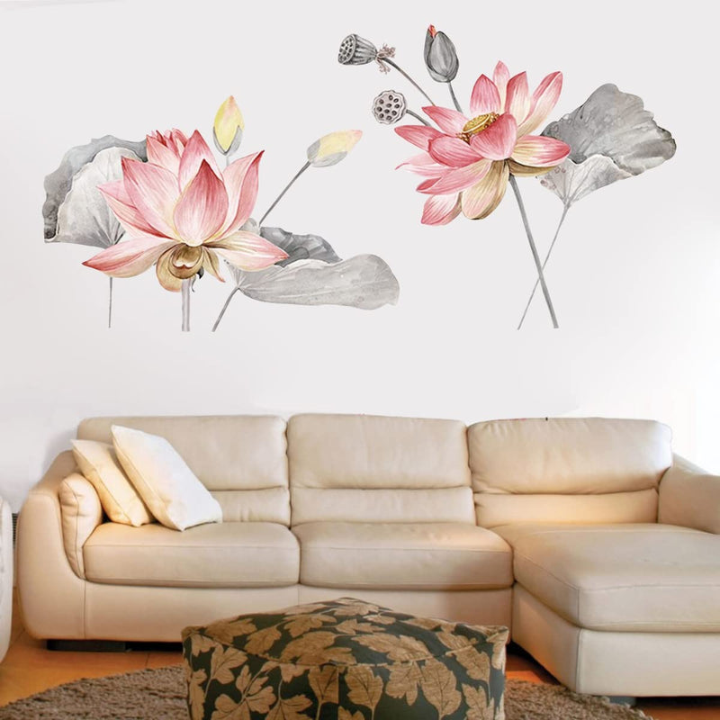 VCREATE DECOR Lotus Design Wall Sticker & Dceal (PVC Vinyl,Size-58 CM X 56 CM)