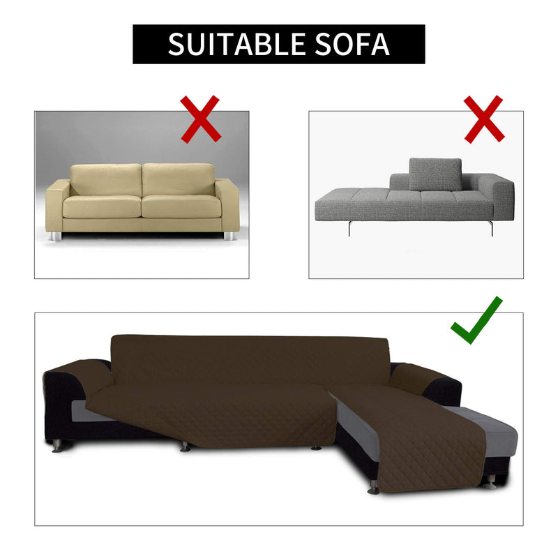 Easy-Going Sofa Slipcover L Shape Sofa Cover Sectional Couch Cover Chaise Lounge Slip Cover Reversible Sofa Cover Furniture Protector Cover for Pets Kids Children Dog Cat (X-Large, Coffee/Coffee)