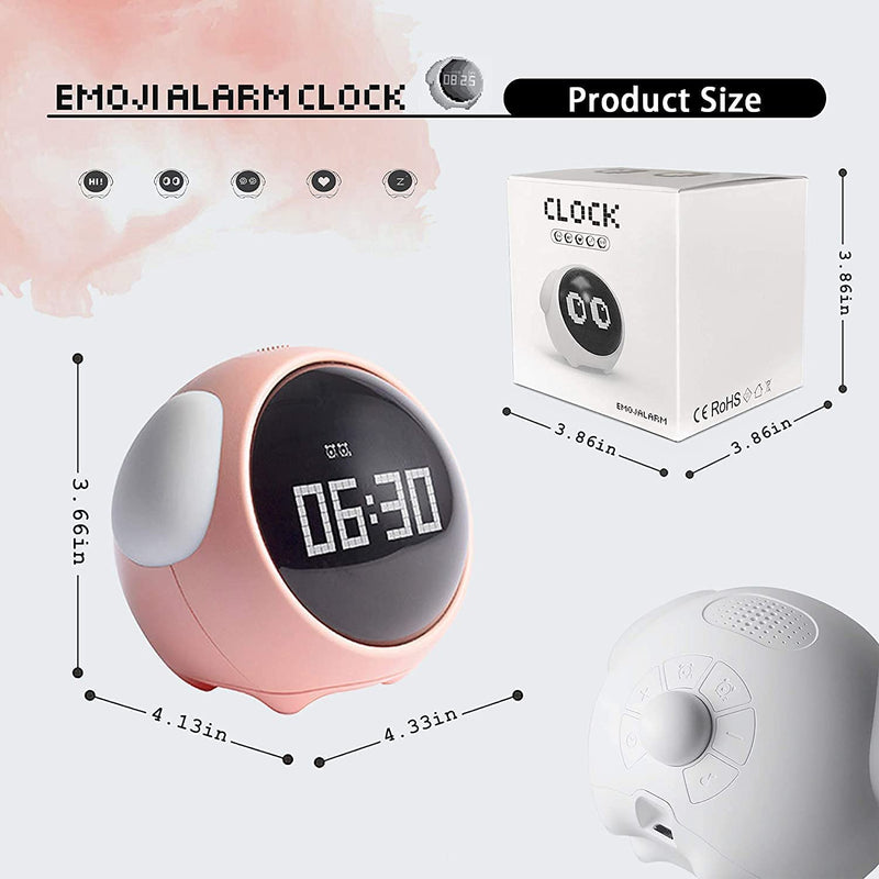 NYRWANA Alarm Clock, Digital Clock, Alarm Clock for Student, Valentine Gift, Emoji Clock with Dual Alarm & Adjustable Brightness, Snooze Function & Temperature - (Pink)