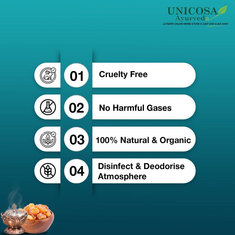 UNICOSA Ayurveda Pure Frankincese Resin 100gm Kunduru | Loban | Monastery Incense | Olibanum | Boswellia Carterii | Frankincense Tears | Pure Frankincense Granules | Organic Premium Incense