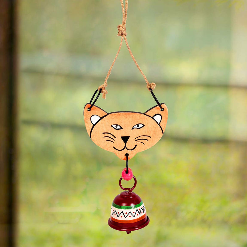 Aakriti Art Creations Handpainted Pink Panther Wind Chimes with Metal Bell for Outdoor Hanging and Home Decoration