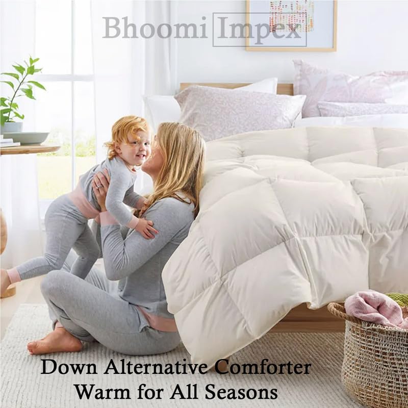 Comforter Single Bed - All Season/AC/Summer Solid Single Bed Comforter Blanket | Dohar | Duvets |Ultra Soft & Light Weight - (200 GSM, Ivory)