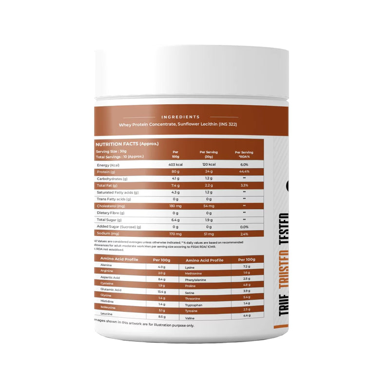 NATURALTEIN Natural Whey Protein Concentrate Unflavoured - 300G (Naturally Flavored, Non Gmo, No Artificial Sweeteners) - Powder