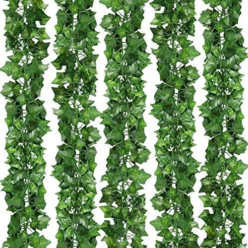 Swadesi Stuff Artificial Ivy Hanging Grass Creepers (Set Of 12), For Home Decoration, Wall Decoration 12 (7.5 Ft Long), Green - Plastic