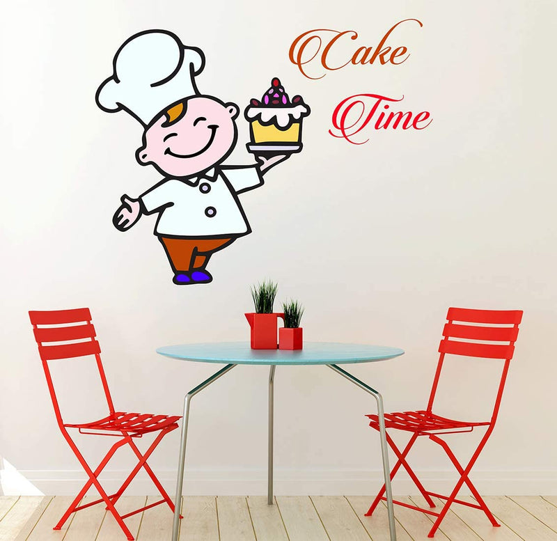 ‎Kaushiki Collection Bakery Cake Time Wall Sticker (Multicolour, 60 x 50 cm)