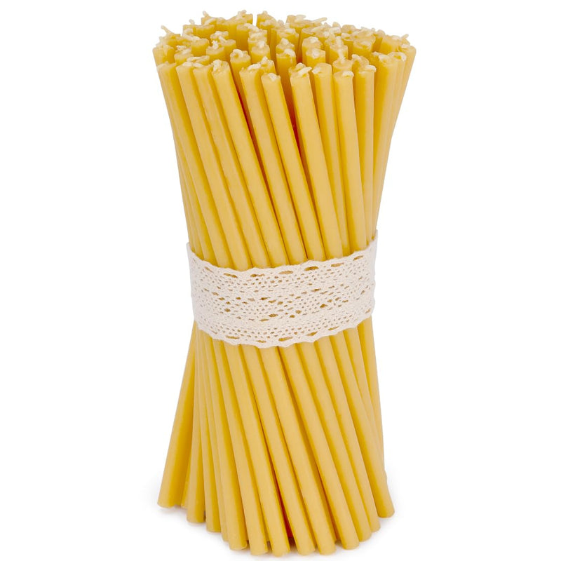 DEYBBY Beeswax Birthday Candles – 7.3 'Thin Beeswax Candles - Dripless and Smokeless Eco Beeswax Taper Candles for Home, Dinner, Cake, Prayer, Church, Hanukkah, Christmas