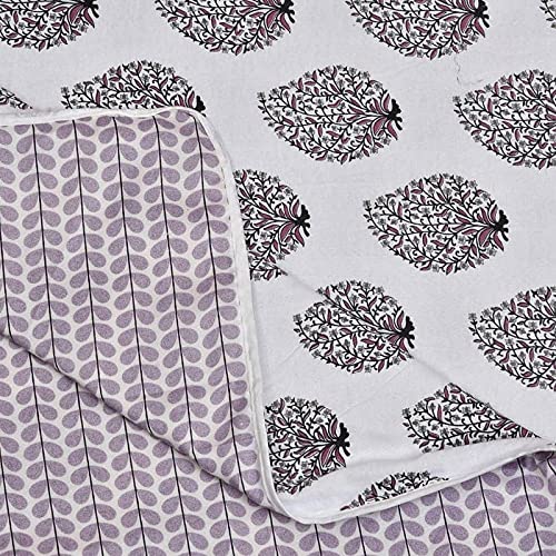 Comfowell Home Linen Double Bed Reversible Cotton Flower Printed Design A/C Quilt/Dohar/Blanket (Pink-White Design)