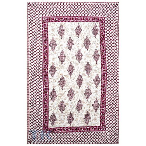 THROW KING Traditional Organic Cotton Soft Premium and Mughal Desing Print Single Bed Jaipuri Razai AC Quilt/Razai/Rajai/Blanket/Throw Floral Print, (60x90inch) (Maroon)