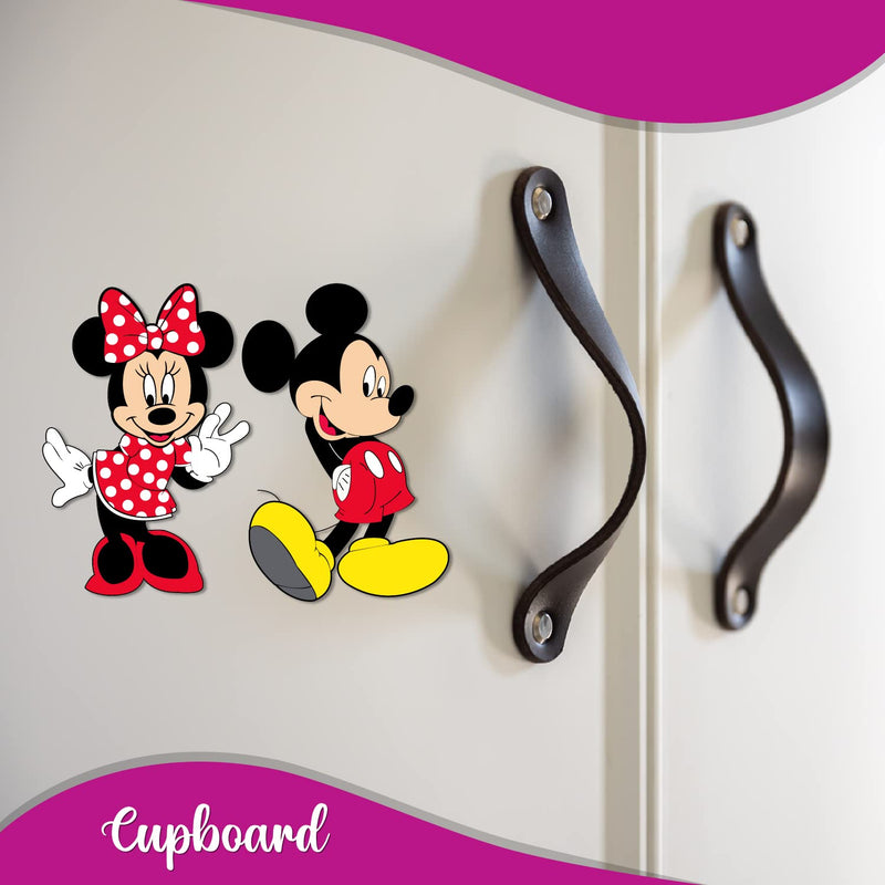 Bhai Please Mickey and Minnie Wooden Fridge Magnet (Pack of 1) Fun Comic Character Gift and Decoration