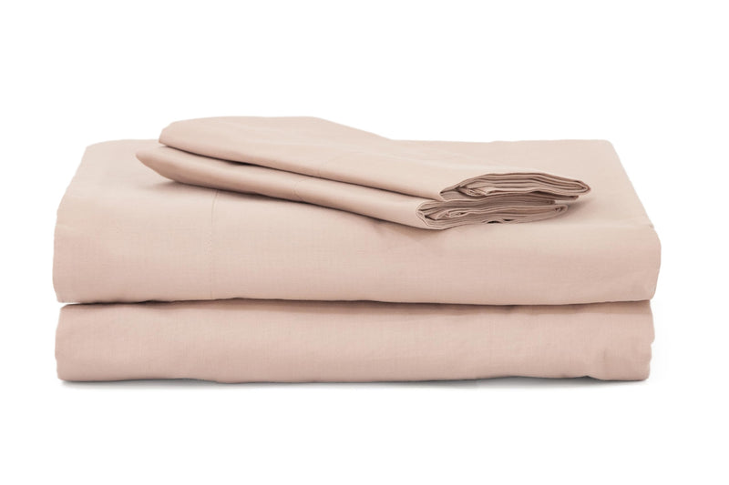 Belong 100% Organic Cotton 200 TC Queen/Double Size Premium Bedsheet with 2 Pillow Covers, Plain Bed Sheet 94'' X 104'' inch (Blush Pink)