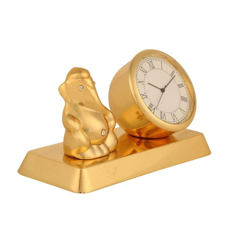 Saugat Traders Best Wishes Gift for Family Friends - Best Wishes Greeting Card, Metal Ganesh Idol with Table Clock Showpiece - All The Best Gifts