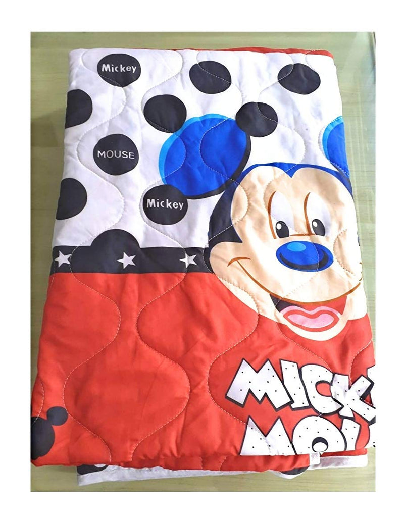 WONDERLOOK Double Bed Ac Blanket Dohar/Quilt, Fabric - Micro Cotton, Size -84X90 Inches - Multi Col. (Red Micky Mouse Cartoon Kids Print)