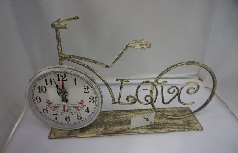 UBERSWEET® One of a Bicycle Shaped Love Table Clock, Shabby Chic, Made up of Wrought Iron by Hadaaya Gift & Home Decor