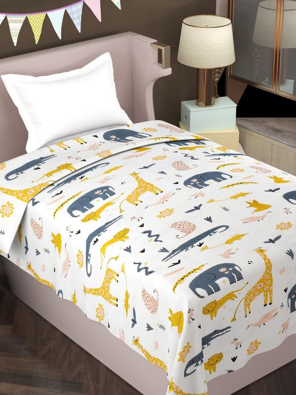 Florida Cambric Reversible Dohar Topsheet for Single Bed Made for All Season Blanket Throws with Animal Print