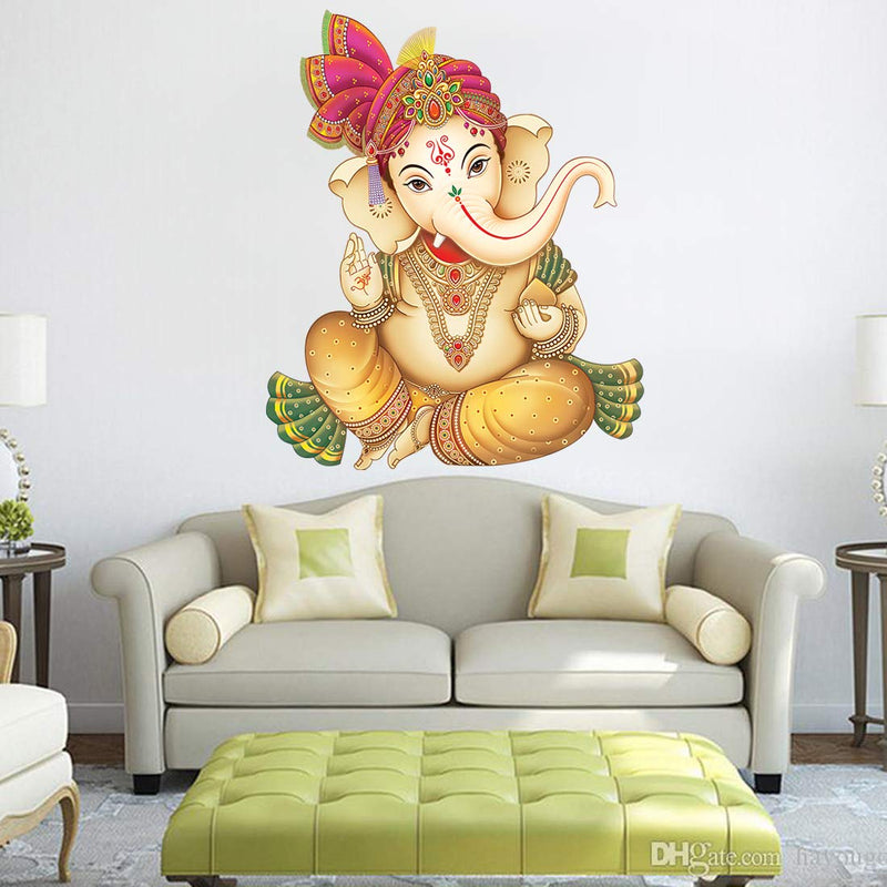 Rangoli Large Ganesh Ji Modern Art Wall Sticker Multicolor Vinyl Wall Sticker 50 or 70 cm Pack of 1 Sticker