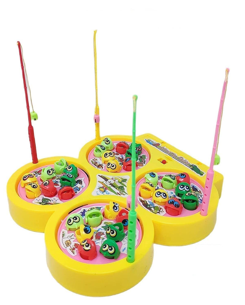 Amitasha Musical Fish Catching Game for Kids with 32 Fish and 4 Fishing Rods - Multicolor - Pack of 1