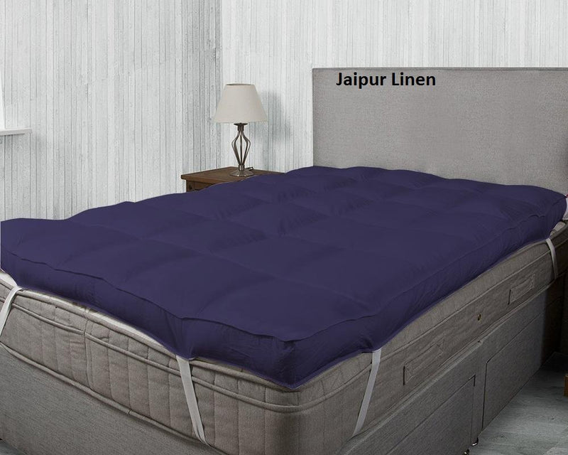 Jaipur Linen 3000 GSM Small Queen Size Bed Finest Imported Super Microfiber Soft Mattress Padding/Topper- Dark Blue-(60 * 75In)