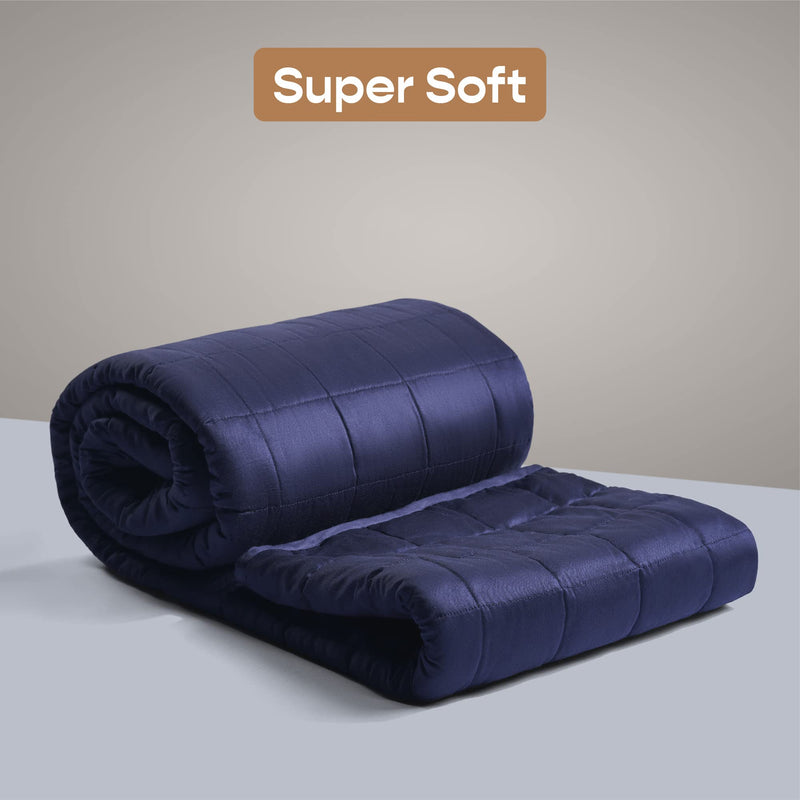 SleepyCat Cotton Single Size 7 KG Weighted Blanket with Premium Glass Beads for Stress Relief (Midnight Blue, 75L x 50W)(Breathable)