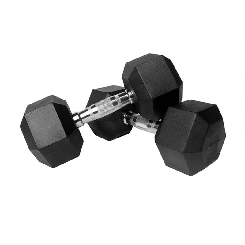 Amazon Brand - Symactive Rubber Coated Hex Dumbbells, Set Of 2, 2 Kg, Silver