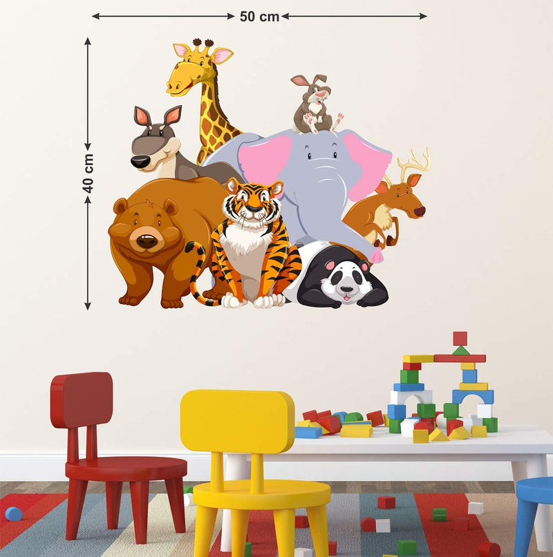 Tuffuk Jungle Animals Large Vinyl Wallstickers for Home Decorations(50 cm x 40 cm)4TZ315