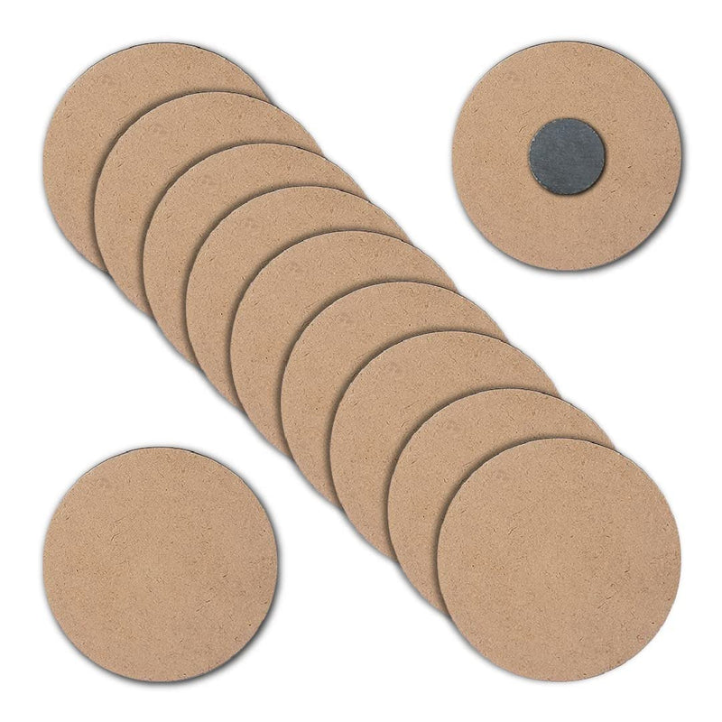 MDF Wood Sheet Round Craft Magnet-PlainMDF Fridge Magnet Blanks Cutouts-Set of 10 with 3mm Thickness-3 inches Diameter for Painting Wooden Sheet Craft,Decoupage,Resin Artwork &Decoration (Round)