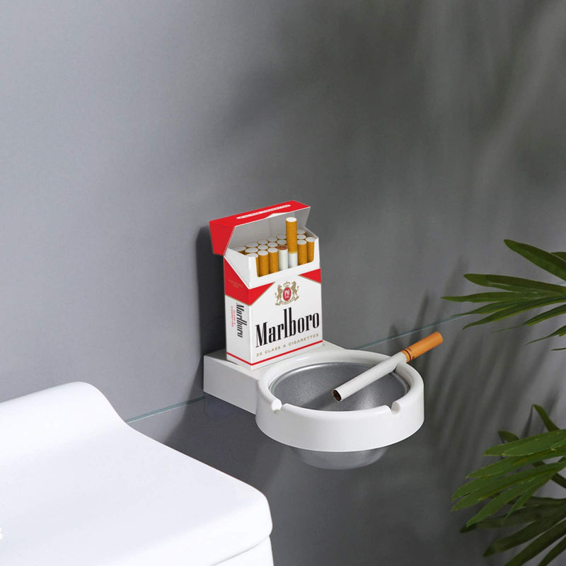 Mockery Wall Mounted Ashtray Nail Free Removable Stainless Steel Ashtray Smoking Accessories for Weed for Bathroom Toilet Hallway Kitchen Office (Black)