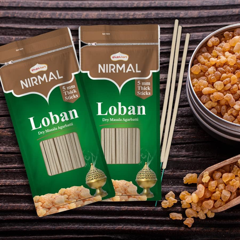 Shubhkart Nirmal Loban Dry Masala Agarbatti Zipper 125gms - 5mm Thick Sticks | Special Long Lasting Agarbatti for Puja, Havan, Rituals | Pooja Room Items for Aromatic Environment (Pack of 2)