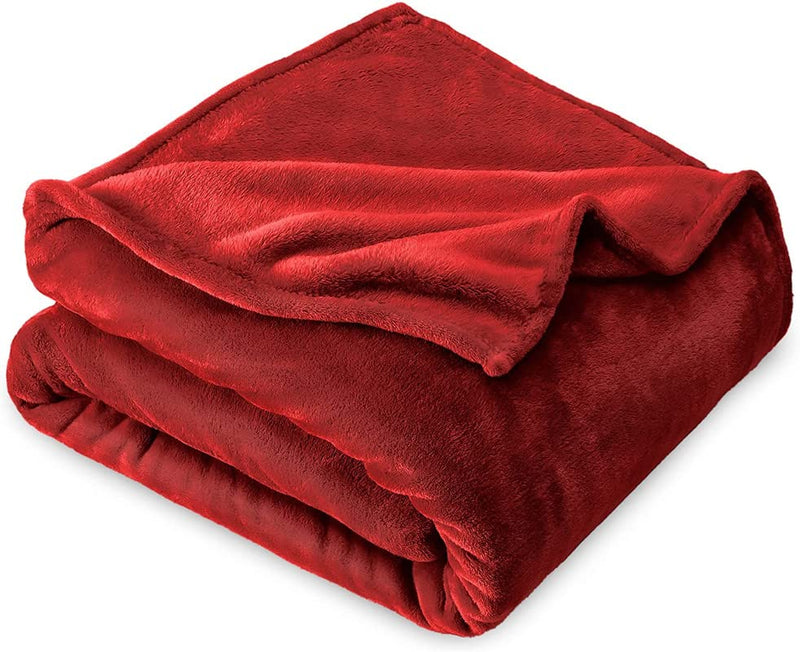 BSB HOME® Premium Plush Single Blanket | 300 GSM Lightweight Cozy Soft for Bed, Sofa, Couch, Travel & Camping| 150x220 cm or 60X86 inches | Maroon