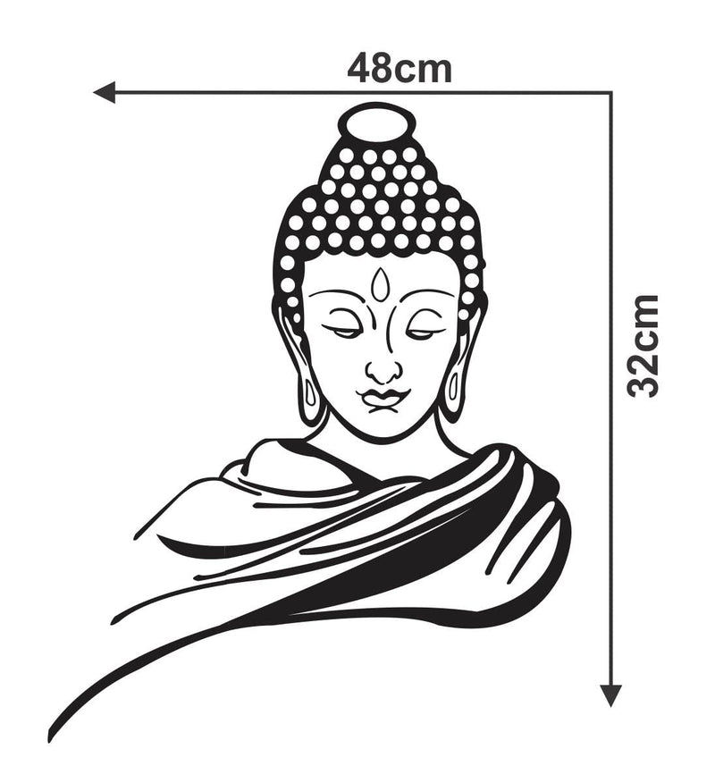 Decor Kraft Black Budha Wall Sticker & Decal,Size- 48 Cm X 33 Cm,Religious