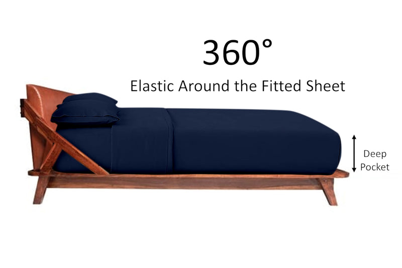 Jenylinen Twin Size Sleeper Sofa Bed Sheet Set (36" x 72" x 6") 100% Egyptian Cotton { Navy Blue Solid } 500 Thread Count!!