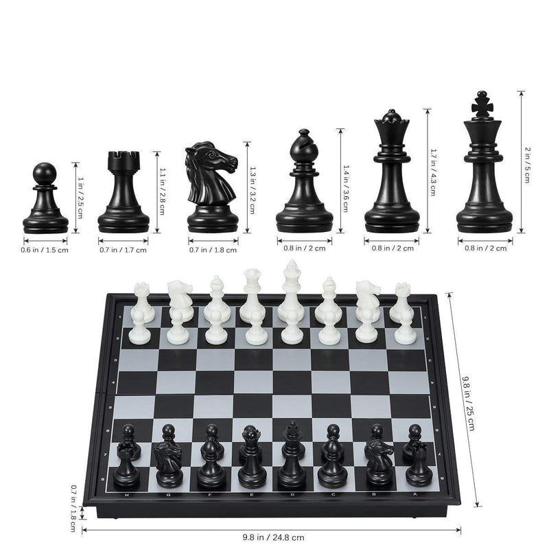 ToyTastic Magnetic Educational Chess Board Set with Folding Chess Board 2 Plyaers Travel Toys for Kids and Adults (10 Inch) (Black Color)