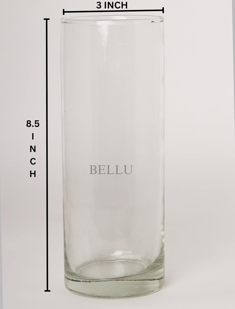 BELLU Glass Cylinder Vases 8.5 Inch Tall - Multi-use: Pillar Candle, Floating Candles Holders or Flower Vase – Perfect as a Wedding Centerpieces Pack of 1(Clear)