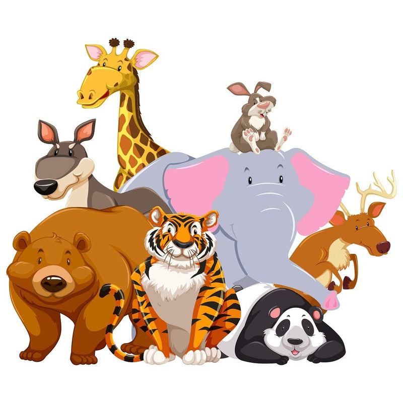 Tuffuk Jungle Animals Large Vinyl Wallstickers for Home Decorations(50 cm x 40 cm)4TZ315