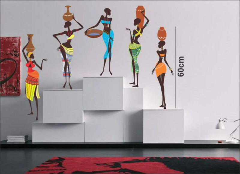 Walltech African Lady Wall Sticker| Beautiful Design Wall Decoration Sticker