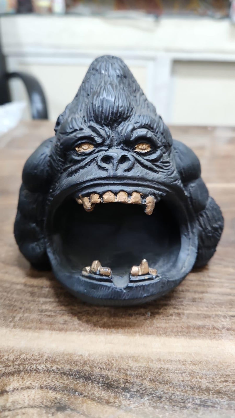 Polyresin Cigarette Holder, Ash Tray, Large, Multipurpose, Black (MONKEY-3)