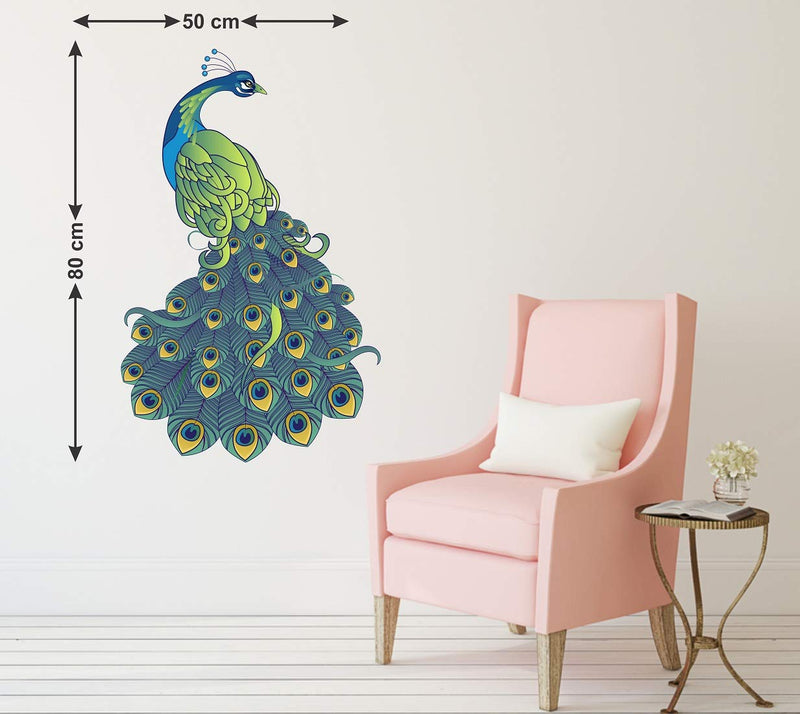 Tuffuk Beautifull Peacock Large Vinyl Wallstickers for Home Decorations(50 cm x 80 cm)5TZ279