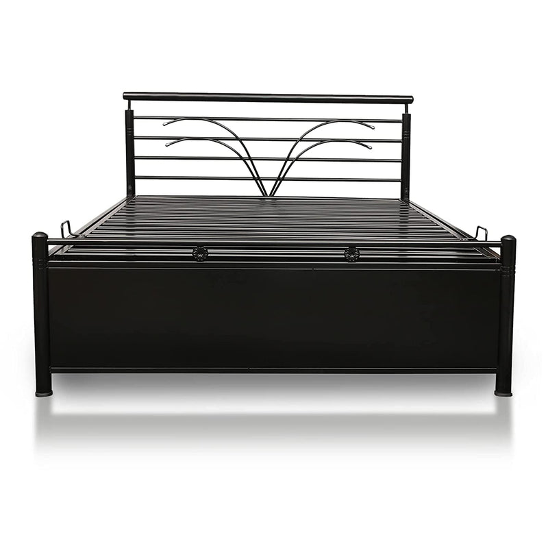 Royal Interiors Leaflet Metal King Size Bed with Foam Mattress and with Hydraulic Storage for Bedroom Living Room Furniture Double Bed for Home (King Size) (75"x72")