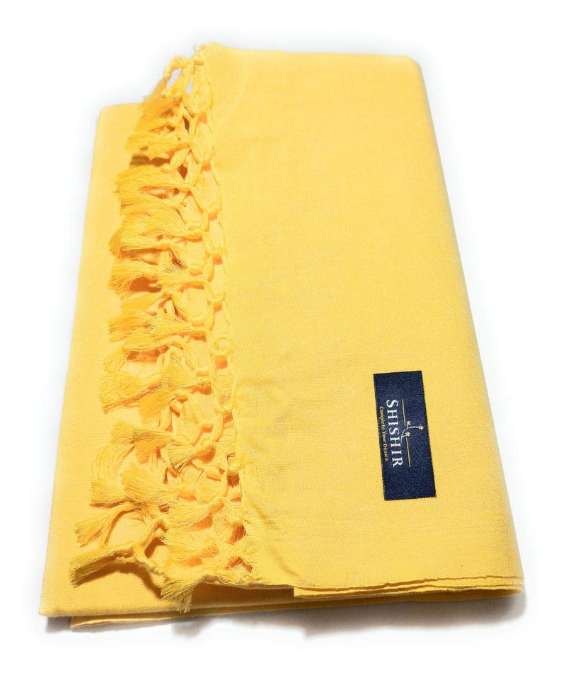 SHISHIR Cotton Soft Silky 200 TC Summer/Winter/Rainy Season Odhne wali Topsheet/Chadar/Thin Layer Blanket (Yellow Single Size)