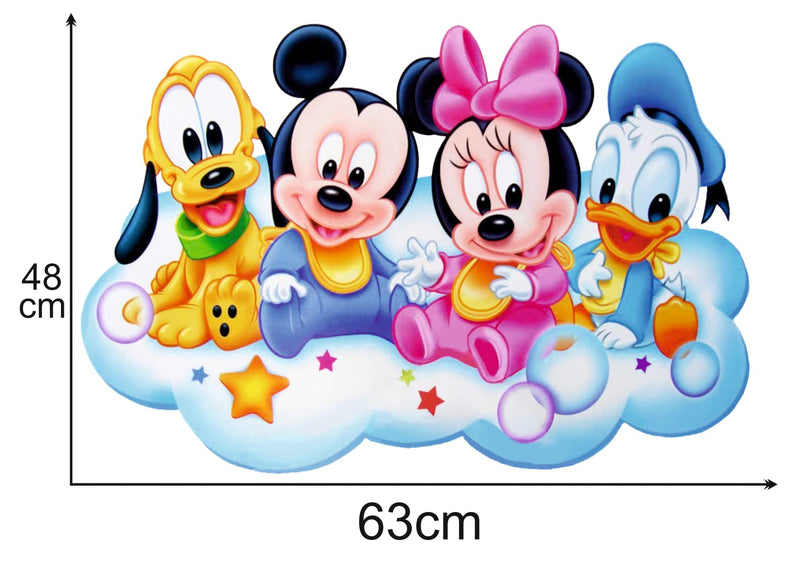 Techgifti Mickey Mouse and Friends Cartoon Wall Sticker for Living Room, Kids Room, Bedroom, Restorent, Cafe (Size - 48 Cm X 63 Cm)