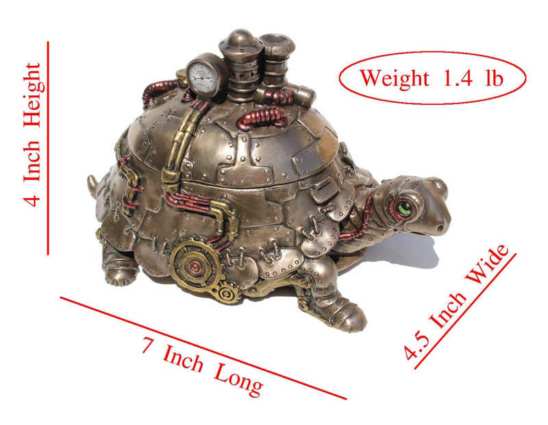 Veronese Steampunk Tortoise Turtle Trinket Box Cold Cast Bronze Statue