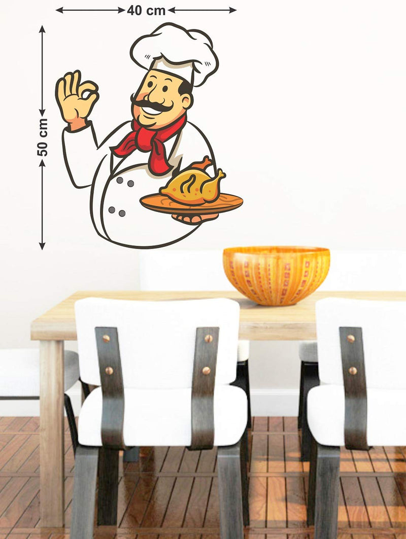 Wallzone Chef Decorative Vinyl Wall Sticker for Kids Room/Bedroom/Dining Hall| Wall Sticker for Home Decor (Medium, 40 cm x 50 cm)