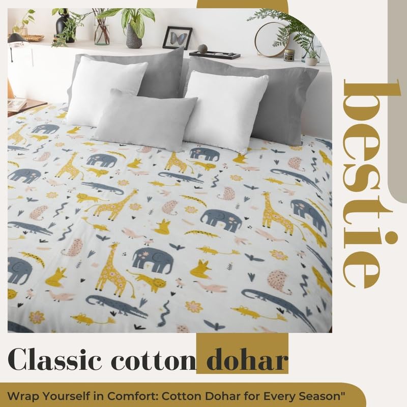 Florida Cambric Reversible Dohar Topsheet for Single Bed Made for All Season Blanket Throws with Animal Print