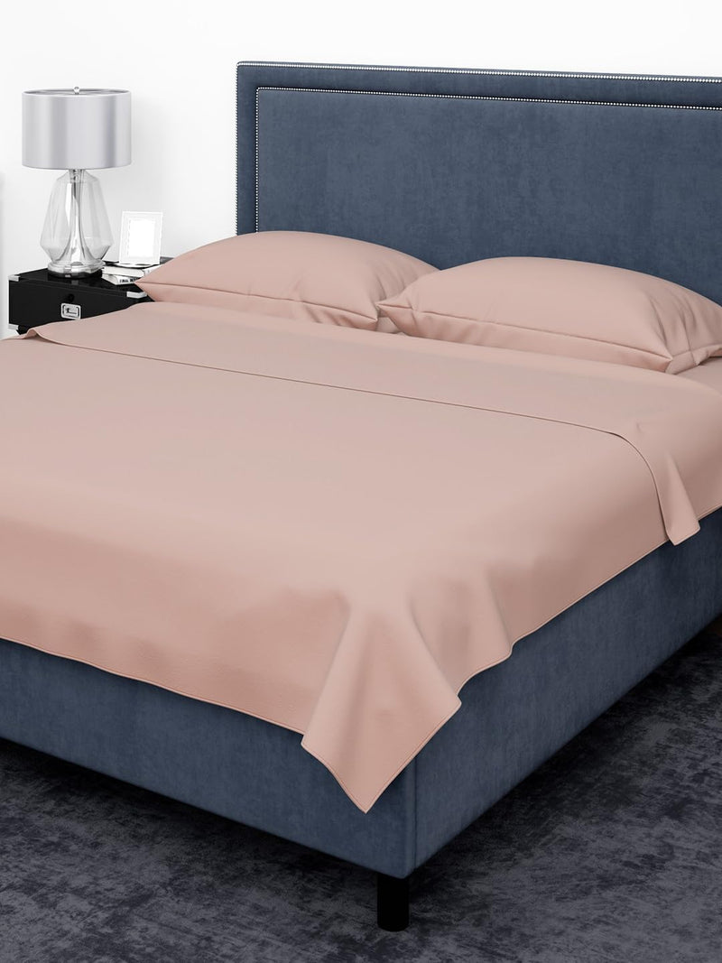 Thevasa Luxury Soft Cotton Feel Solid Bedsheet Super King Size Premium 1 Flat Sheet (108"X108") and 2 Pillow Covers (18"X28"), Softer Than 500 TC (French Rose Gold Pink)